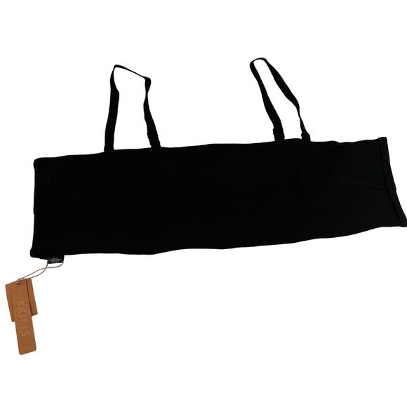 Skims Onyx Black Signature Swim Bandeau Knit Bikini Top New with tags Size 4X - Picture 1 of 4
